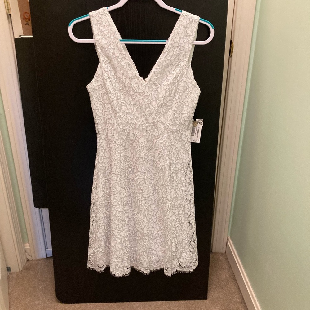 Kensie White Lace Fit and Flare Dress Size 8